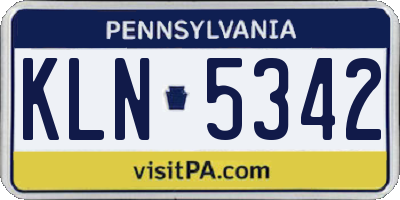 PA license plate KLN5342