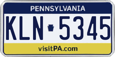 PA license plate KLN5345