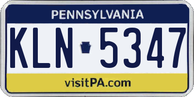 PA license plate KLN5347