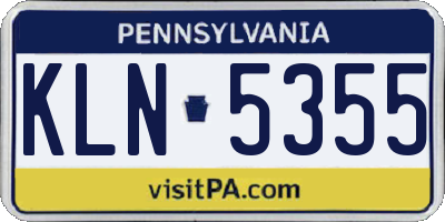 PA license plate KLN5355