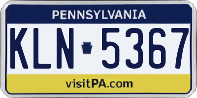 PA license plate KLN5367