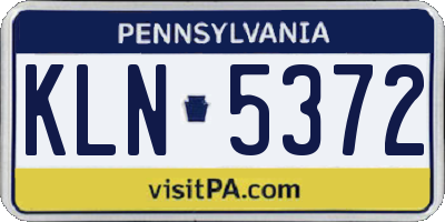 PA license plate KLN5372