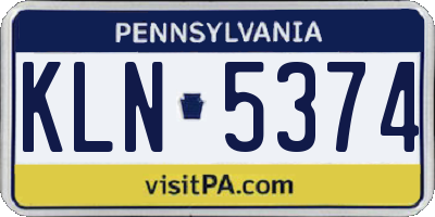 PA license plate KLN5374