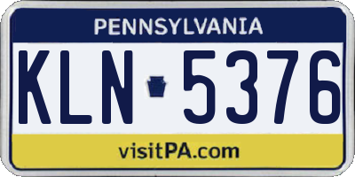PA license plate KLN5376