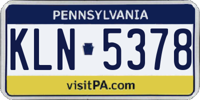 PA license plate KLN5378