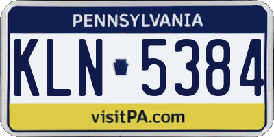 PA license plate KLN5384