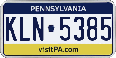 PA license plate KLN5385