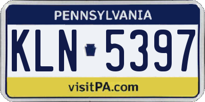 PA license plate KLN5397