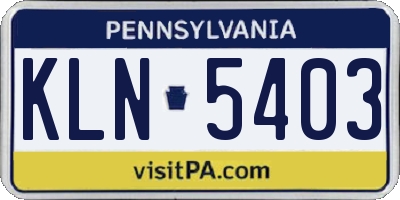 PA license plate KLN5403