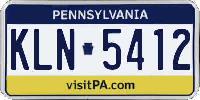 PA license plate KLN5412