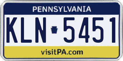PA license plate KLN5451