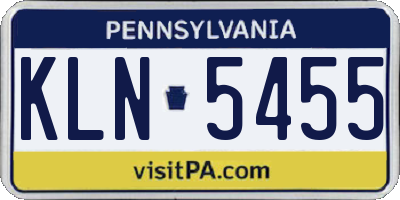 PA license plate KLN5455