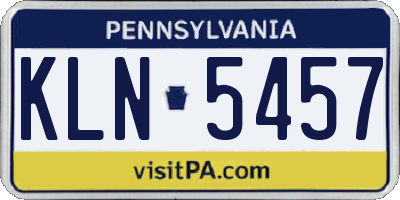 PA license plate KLN5457