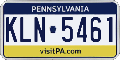 PA license plate KLN5461