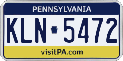 PA license plate KLN5472