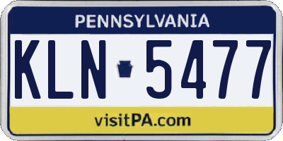 PA license plate KLN5477
