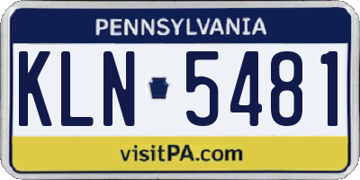 PA license plate KLN5481
