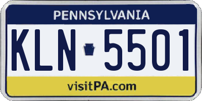 PA license plate KLN5501