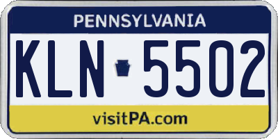 PA license plate KLN5502