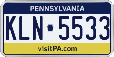 PA license plate KLN5533