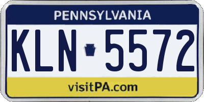 PA license plate KLN5572