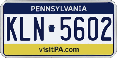 PA license plate KLN5602