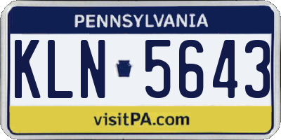 PA license plate KLN5643