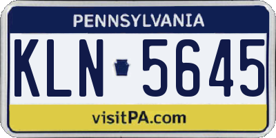 PA license plate KLN5645