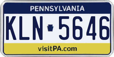 PA license plate KLN5646