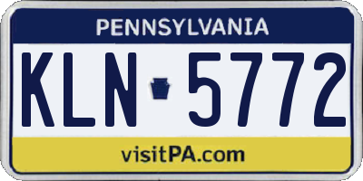 PA license plate KLN5772