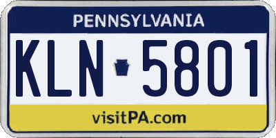 PA license plate KLN5801