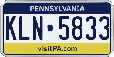 PA license plate KLN5833