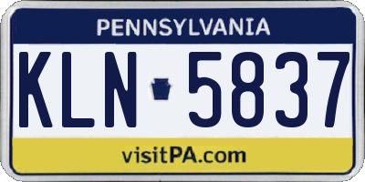PA license plate KLN5837