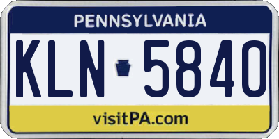 PA license plate KLN5840