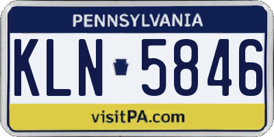 PA license plate KLN5846