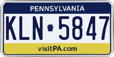 PA license plate KLN5847