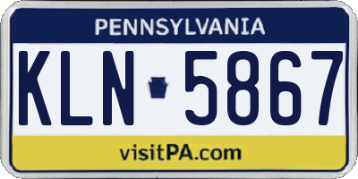 PA license plate KLN5867