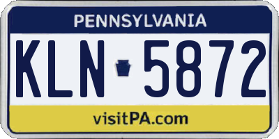 PA license plate KLN5872