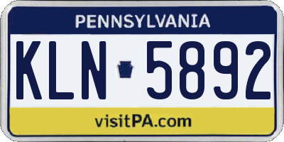 PA license plate KLN5892