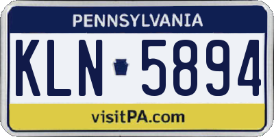 PA license plate KLN5894