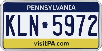 PA license plate KLN5972