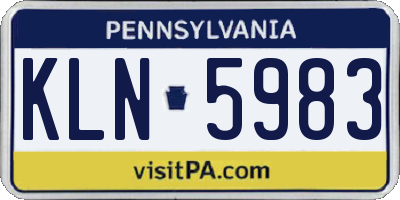 PA license plate KLN5983