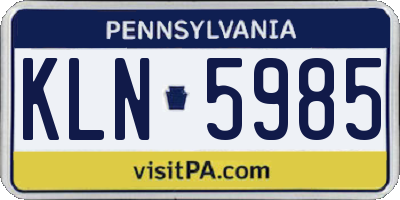 PA license plate KLN5985