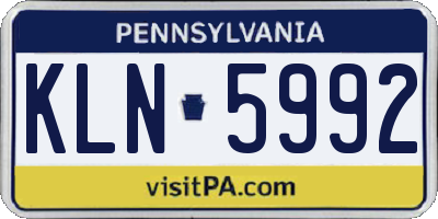 PA license plate KLN5992