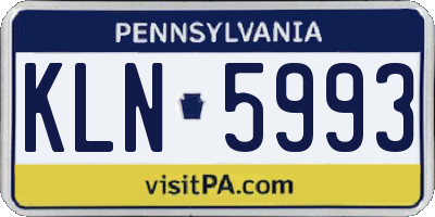 PA license plate KLN5993