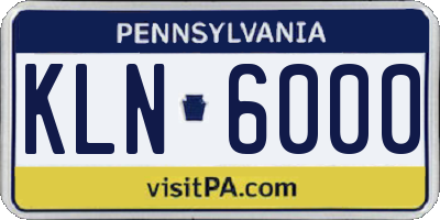 PA license plate KLN6000