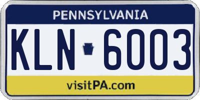 PA license plate KLN6003