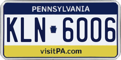 PA license plate KLN6006