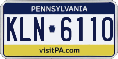PA license plate KLN6110