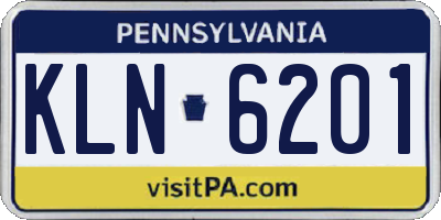 PA license plate KLN6201